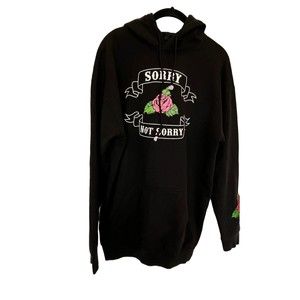 Cold Crush Womens Black Hoodie "Sorry not Sorry" with roses size M